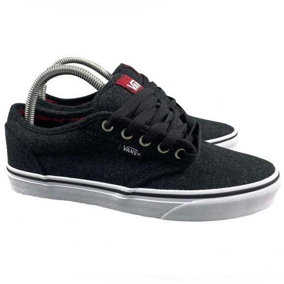 Vans Other - Vans Shoes Atwood Wool Plaid Mens Boys Size 7 Dark Grey Red Black Lace Up Padded